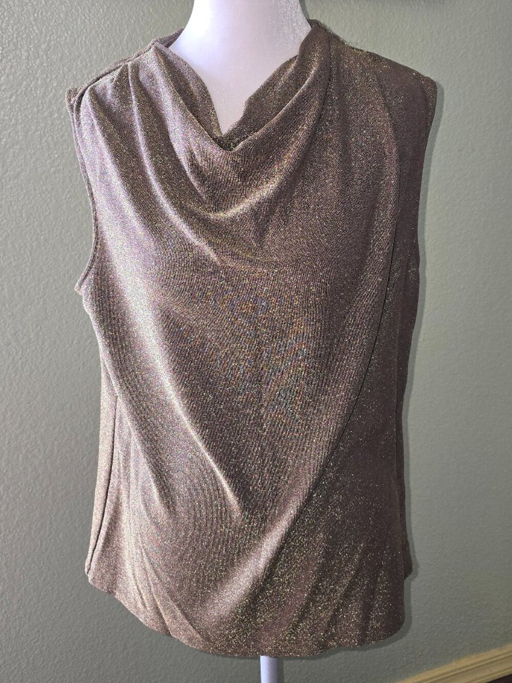 Worthington Metallic Sleeveless Mock Blouse